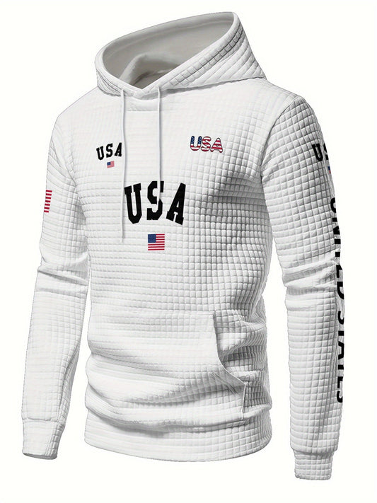 Autumn Winter Full Print Hoodie Patriotic American Flag Design