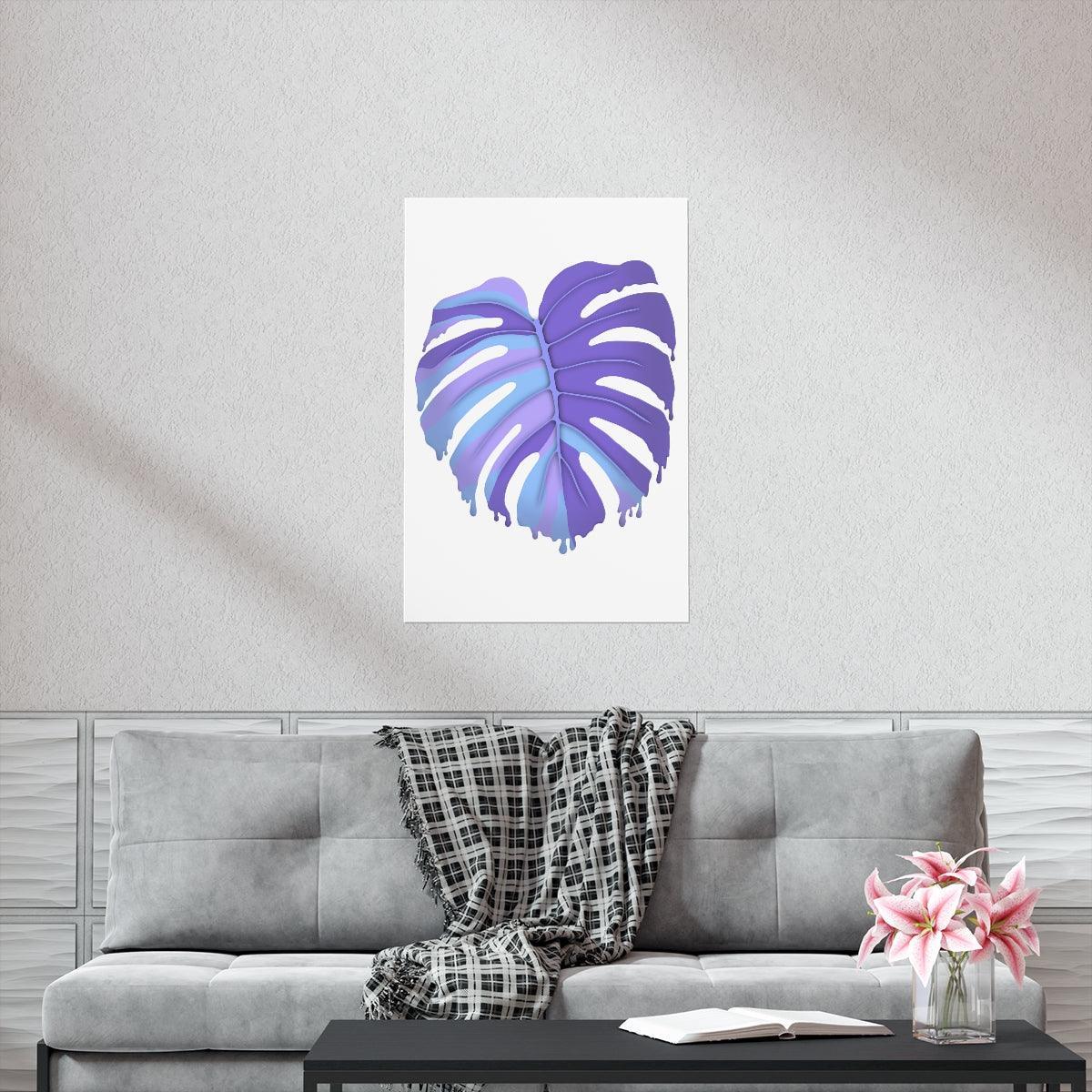 Purple Melting Monstera Botanical Print – Unframed Wall Art