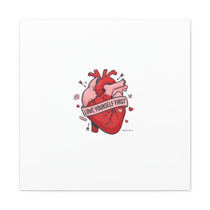 Love Yourself First Canvas, Hearts-with-a-Twist, Anti-Valentine Art