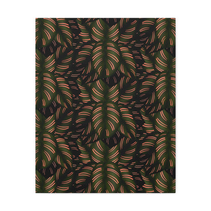 Calathea Pinstripe Pattern Canvas Print – Botanical Wall Art