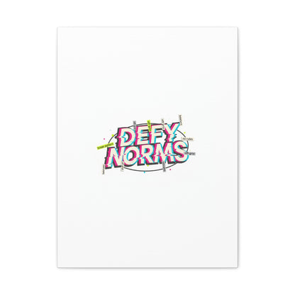 Defy Norms Canvas, Anti-Aesthetic Glitch Typography, Brutalist Poster Style
