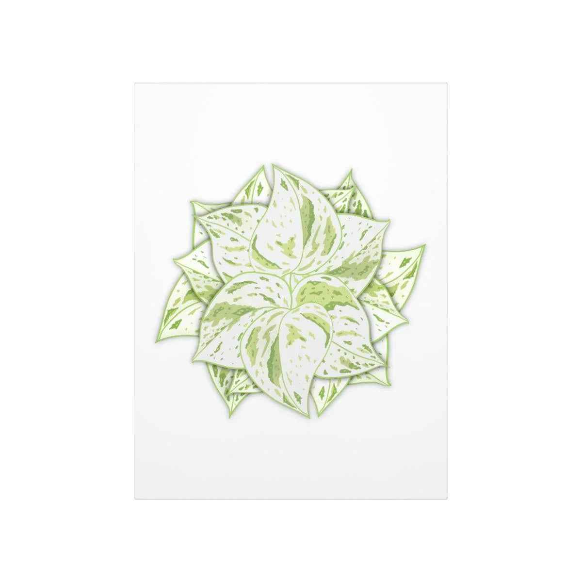 Snow Queen Pothos Botanical Print – Unframed Wall Art