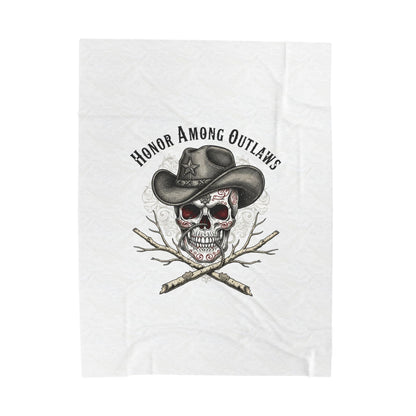 Western Skull Illustration Velveteen Plush Blanket | Western-Gothic, gothic Americana