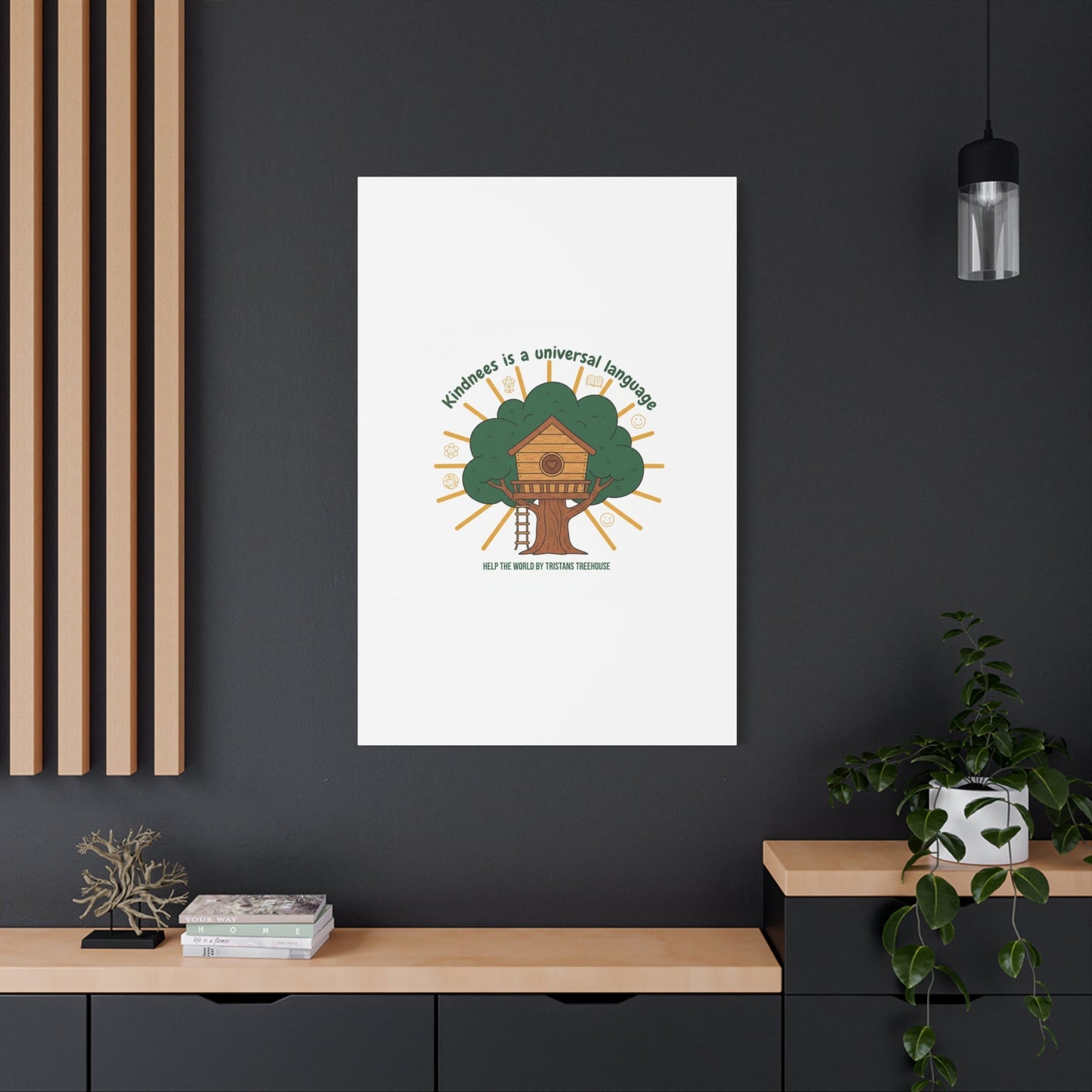 Kindness Is a Universal Language Canvas | Eco Humor, Treehouse Art