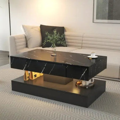 Modern LED Coffee Table - High-Gloss Living Room Table with Remote Storage