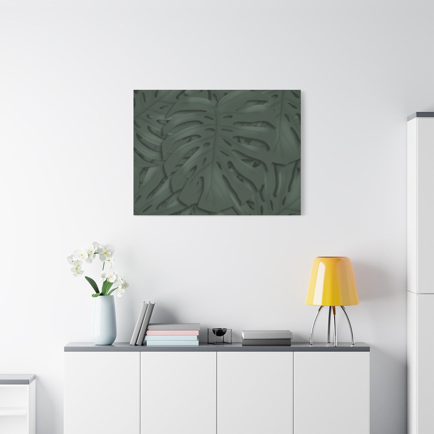 Deep Green Monstera Canvas Print – Botanical Wall Art