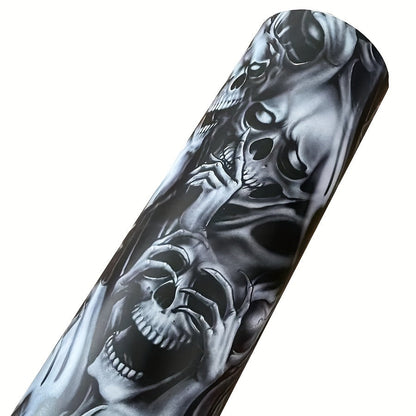 Skull Decal Sticker 11.81in X 59.84in (30x152cm) 3D Wall Art Gothic-Halloween-Motorcycle Decor Waterproof Self-Adhesive Removable Vinyl Cyberpunk Grunge Style for Walls, Vehicles, Windows
