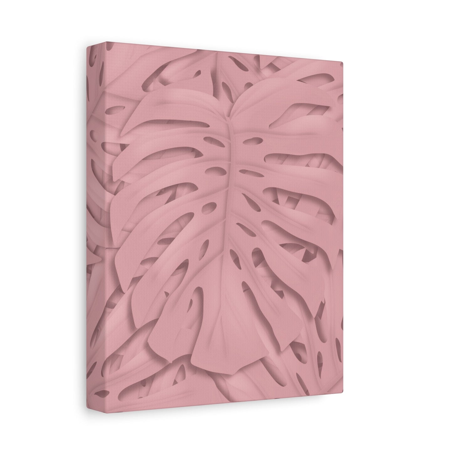 Soft Pink Monstera Canvas Print – Botanical Wall Art