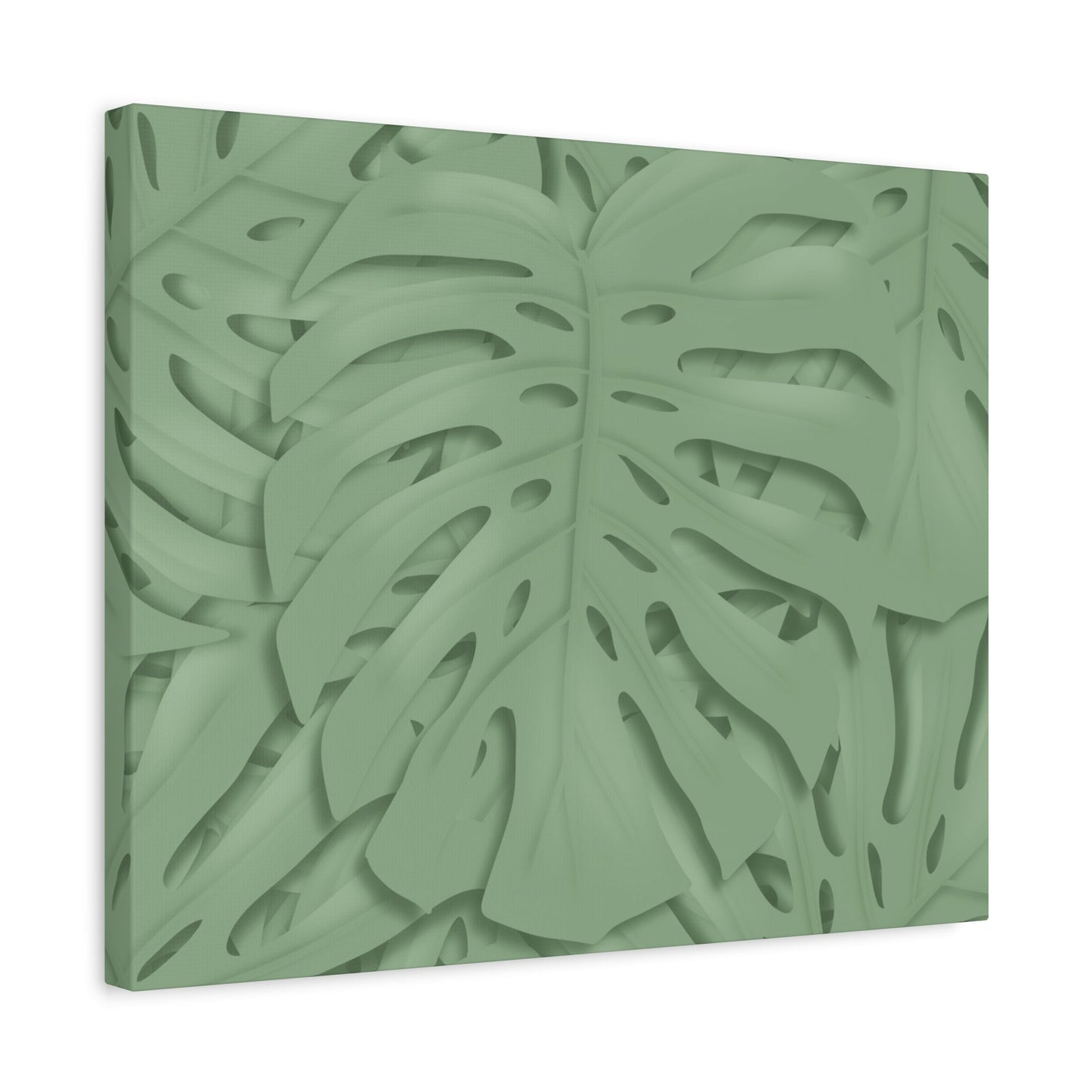 Sage Green Monstera Canvas Print – Botanical Wall Art