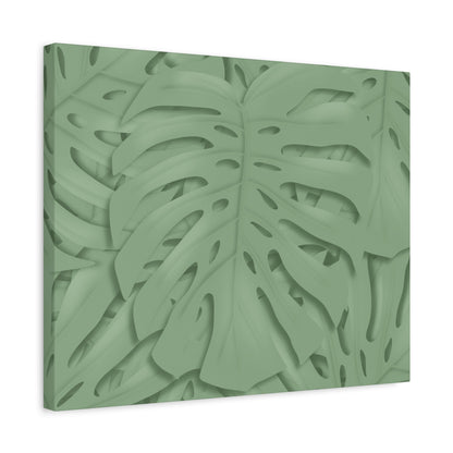 Sage Green Monstera Canvas Print – Botanical Wall Art