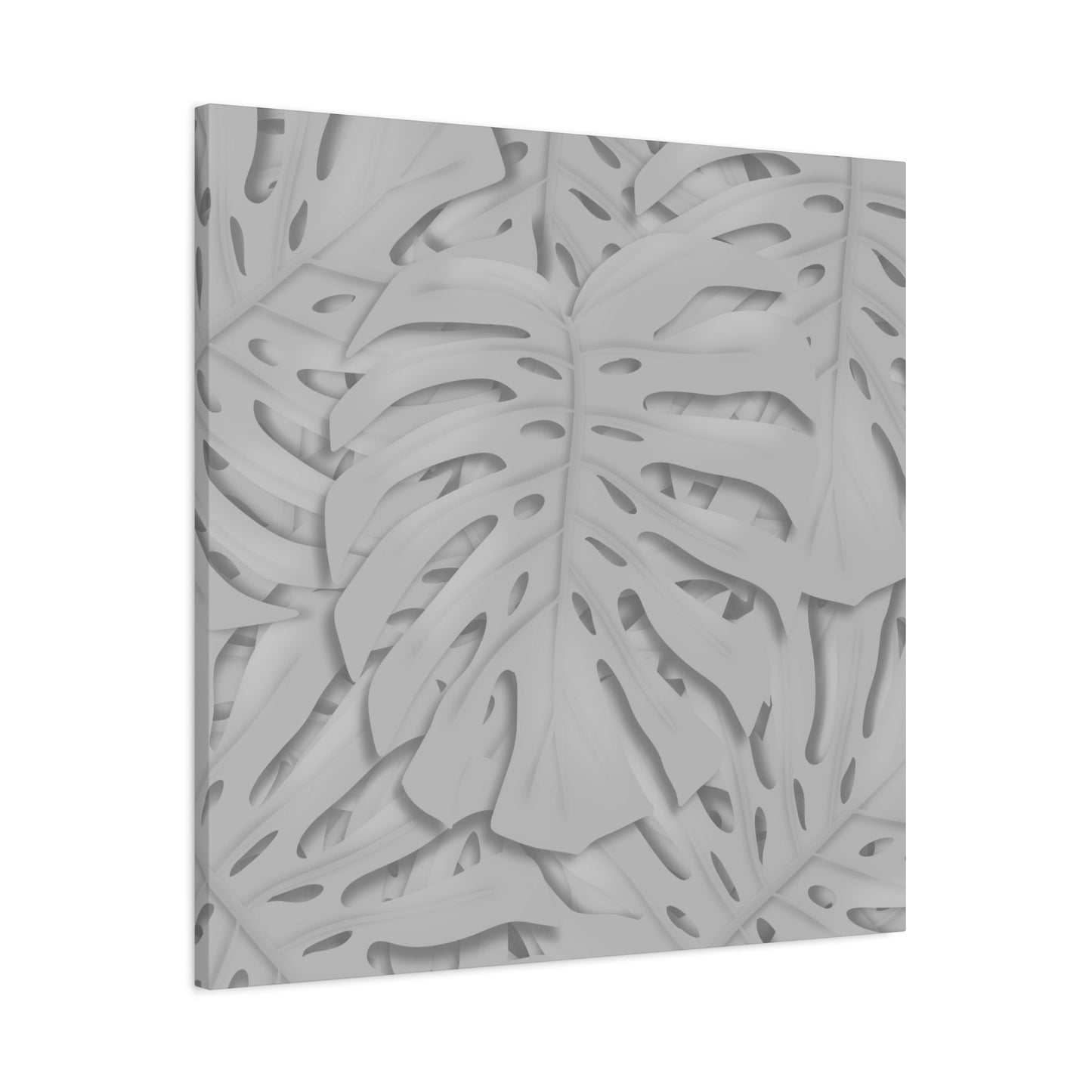 Soft Grey Monstera Canvas Print – Botanical Wall Art
