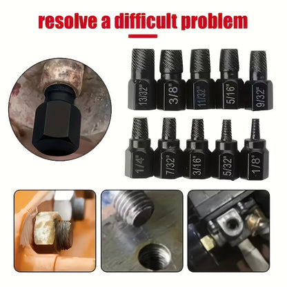 20pcs Industrial Screw Extractor Set: Alloy Steel Damaged Screw Removal Kit, Metal Easy-Out Drill Bits, Broken Bolt Stud Extractor Tools, Multi-Groove Screw Extractor Set, Suitable for Bolt Stud Tubes 1/8"-13/32", Local Wareh