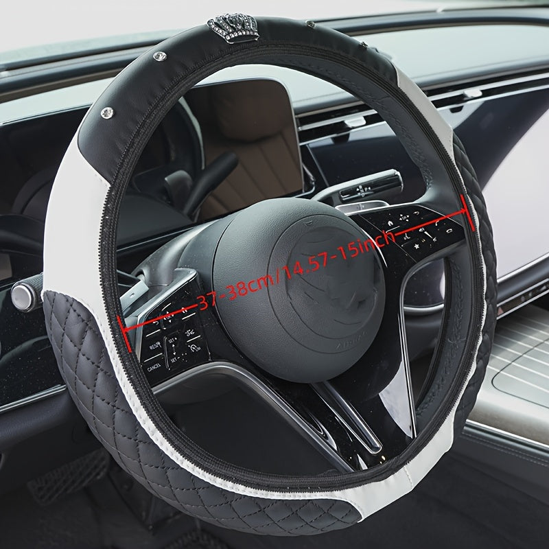 PU Leather Car Steering Wheel Cover Set, Carbon Fiber Pattern, Shoulder Pads, Leather Armrest, 4 pcs, for Comfortable Driving