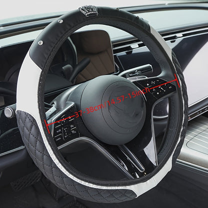 PU Leather Car Steering Wheel Cover Set, Carbon Fiber Pattern, Shoulder Pads, Leather Armrest, 4 pcs, for Comfortable Driving