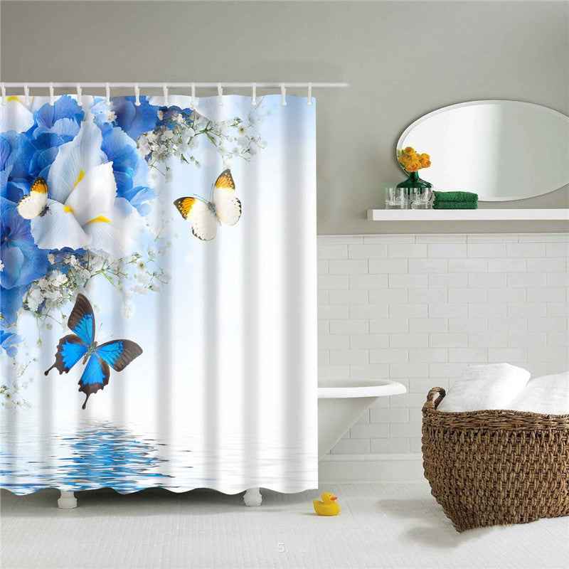 Nordic Fashionable Butterfly Shower Curtain Suit