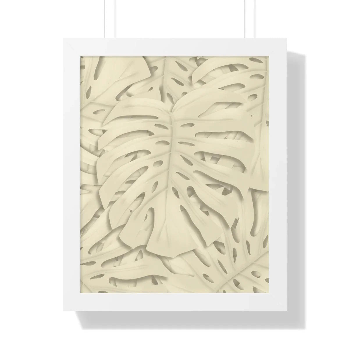 Beige Monstera Framed Print – Botanical Wall Art