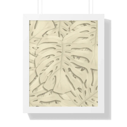 Beige Monstera Framed Print – Botanical Wall Art