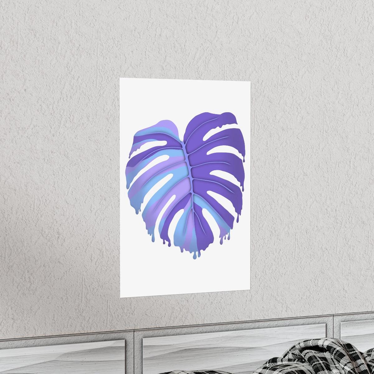Purple Melting Monstera Botanical Print – Unframed Wall Art