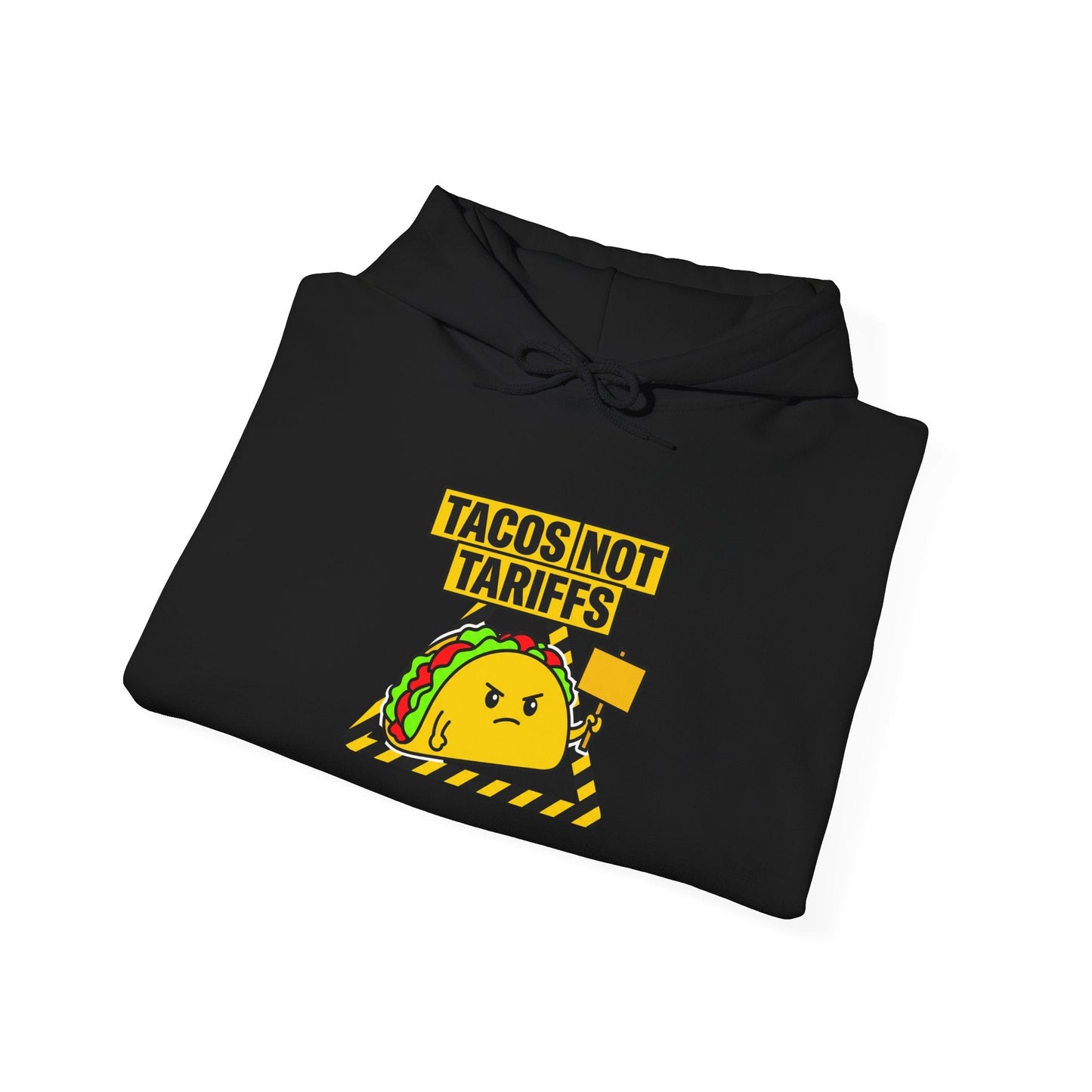 Tacos Not Tariffs Hoodie | taco pun, tariff protest typography