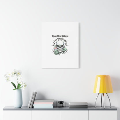 Roar for Self-Care Skull Canvas | heavy metal wellness, gothic wellness quote