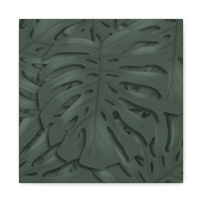 Deep Green Monstera Canvas Print – Botanical Wall Art