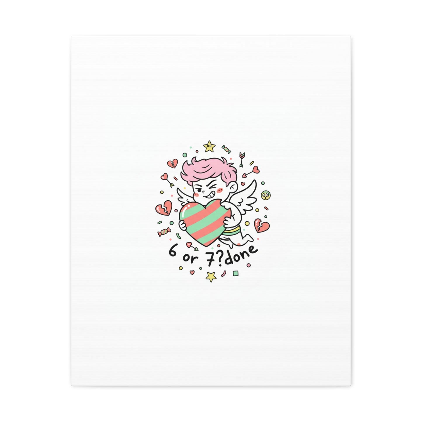 Weird Cupid heart illustration Canvas | Weird Valentine, quirky chaotic love