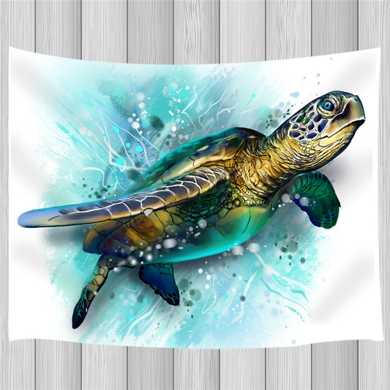 Blue turtle digital printing shower curtain