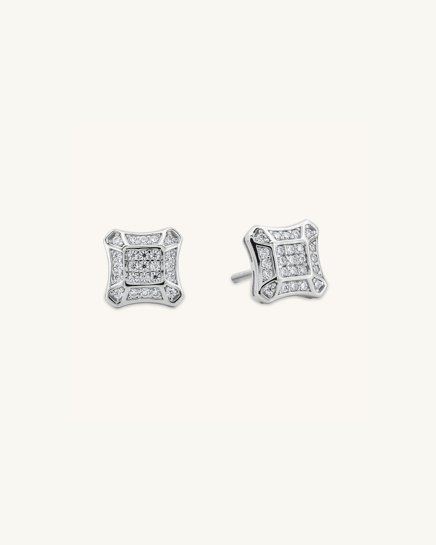 Grid Moissanite Studs