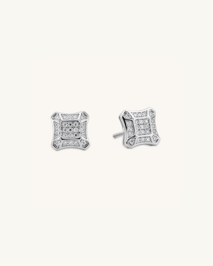 Grid Moissanite Studs