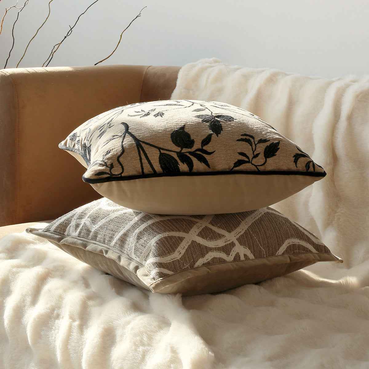 Mid-century Modern Light-luxury Sofa Throw Pillow With A Premium Feel Bed Waist Cushion Cover