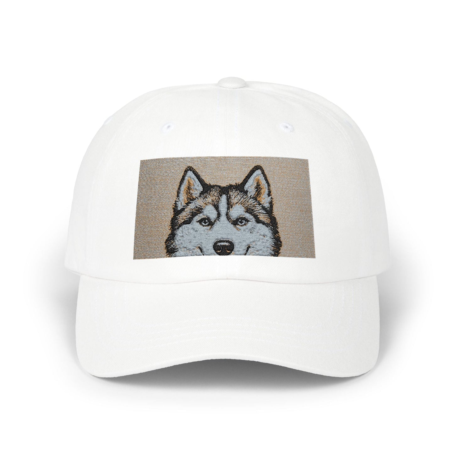 Husky Sequin Patch Dad Cap — Sparkle Siberian Dog Baseball Hat