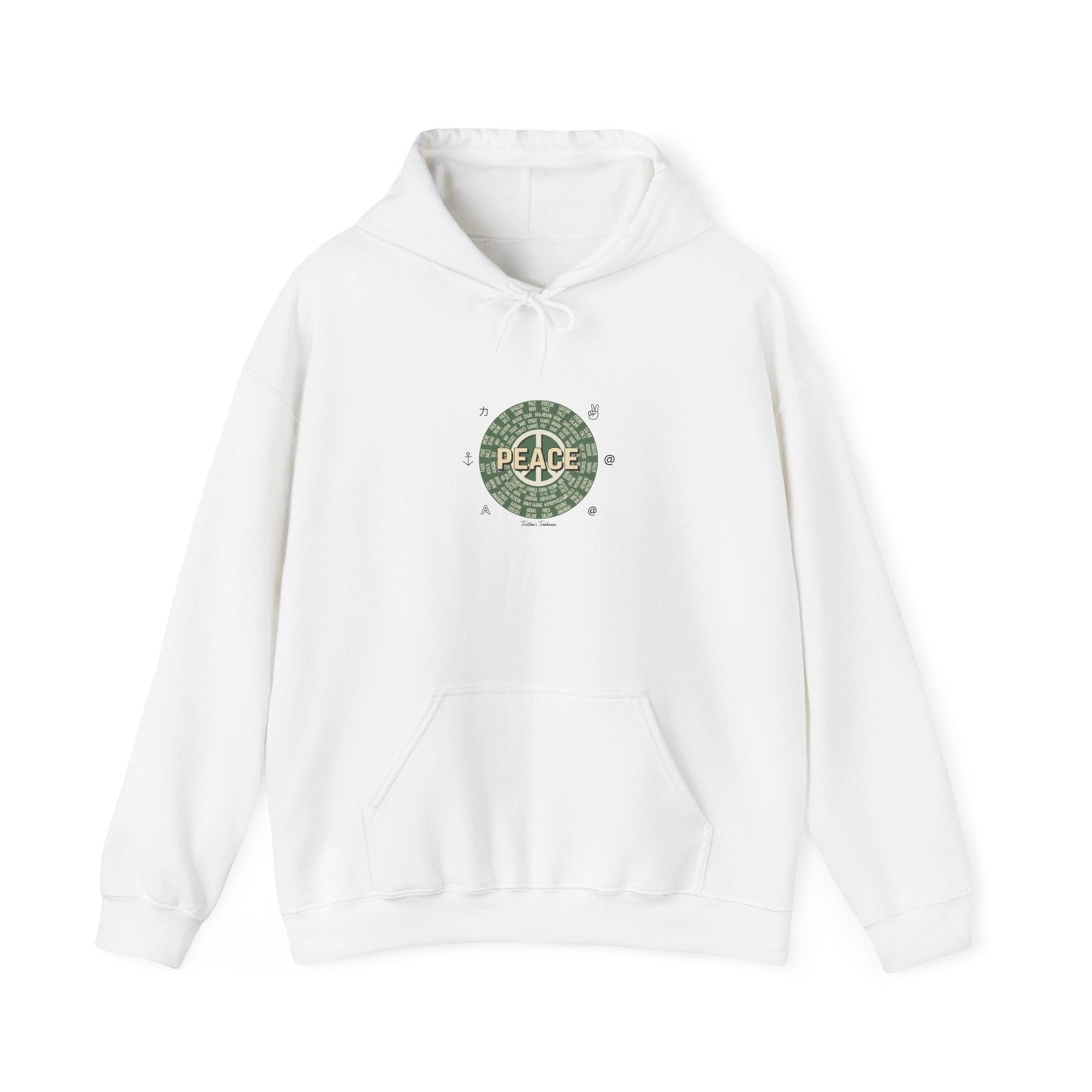 Handwritten Peace Doodle Hoodie | sketch aesthetic, hand drawn message