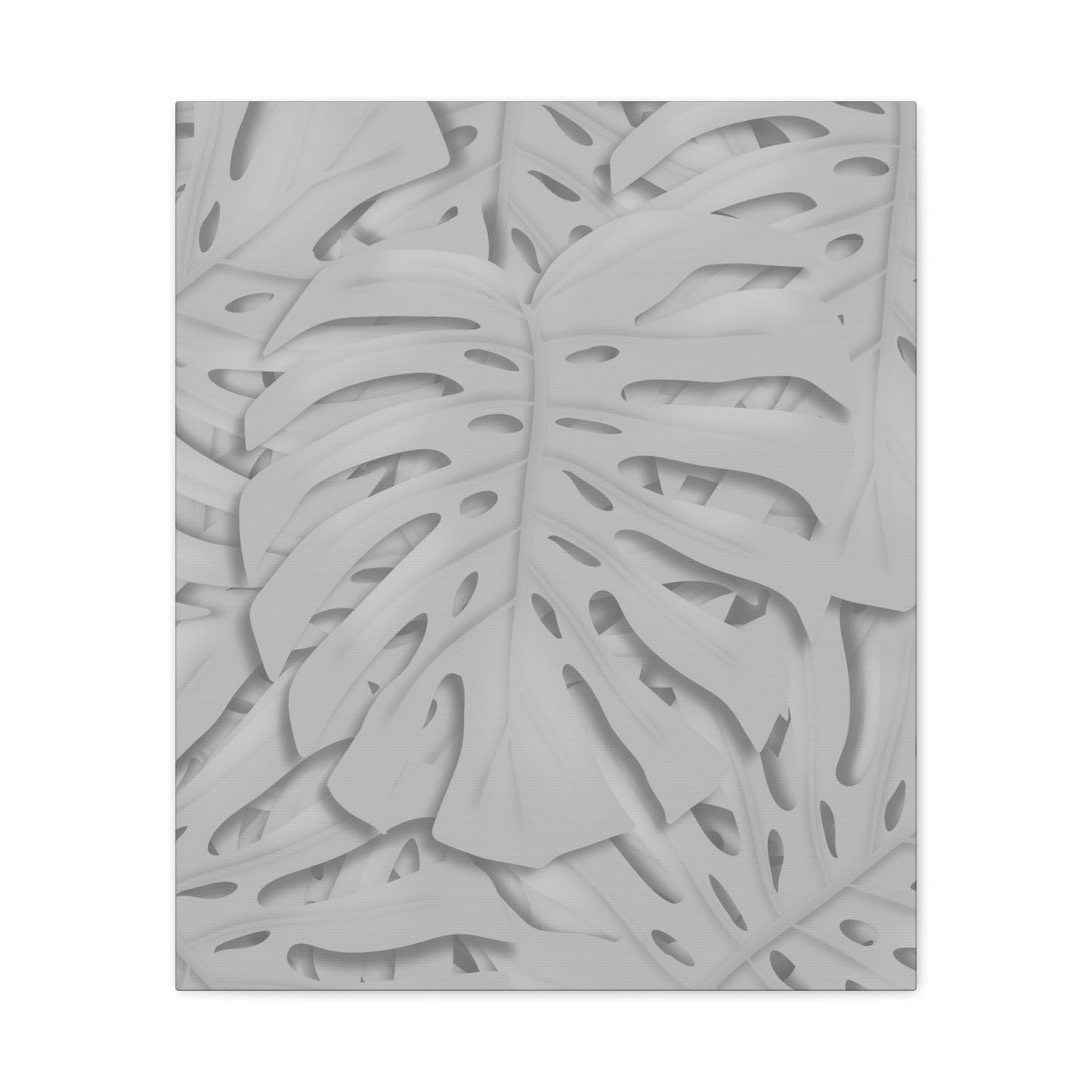 Soft Grey Monstera Canvas Print – Botanical Wall Art