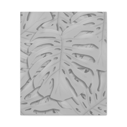 Soft Grey Monstera Canvas Print – Botanical Wall Art