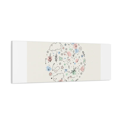 Doodle Circle Line Drawing Matte Canvas, Hand-Drawn Sketch Art