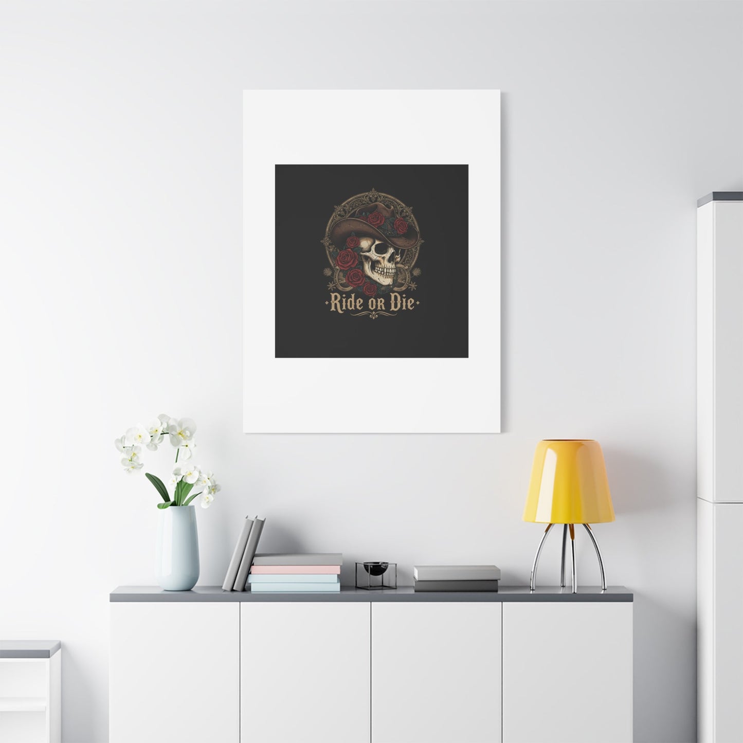 Ride or Die Skull Canvas | Western Skull Art, Gothic Americana