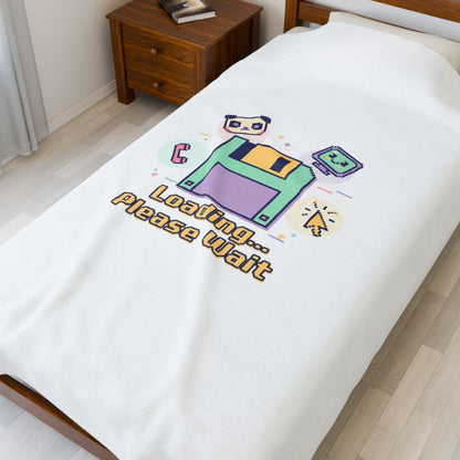 Loading Please Wait pixel art Velveteen Plush Blanket | Old Internet Aesthetic
