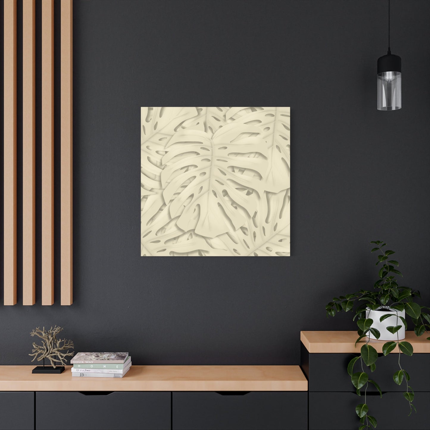 Beige Monstera Canvas Print – Botanical Wall Art