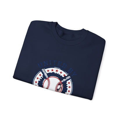 United by Baseball Crewneck Sweatshirt | Patriotic Baseball Graphic, Vintage Red White Blue