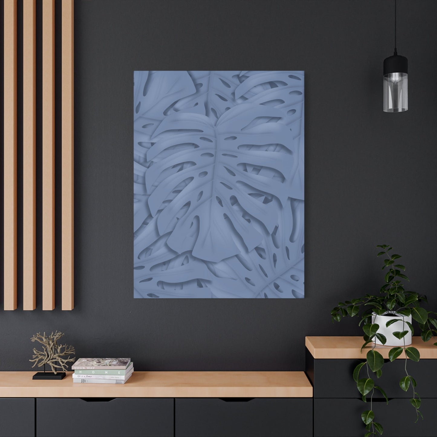Blue Monstera Canvas Print – Botanical Wall Art