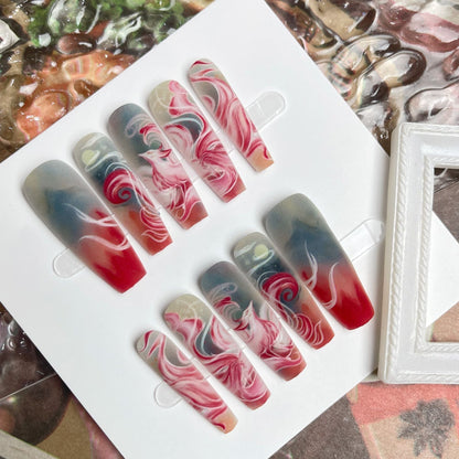 Nine-tail Lady Long Ladder Plated Crystal Suede Frosted Sealing Nail Art