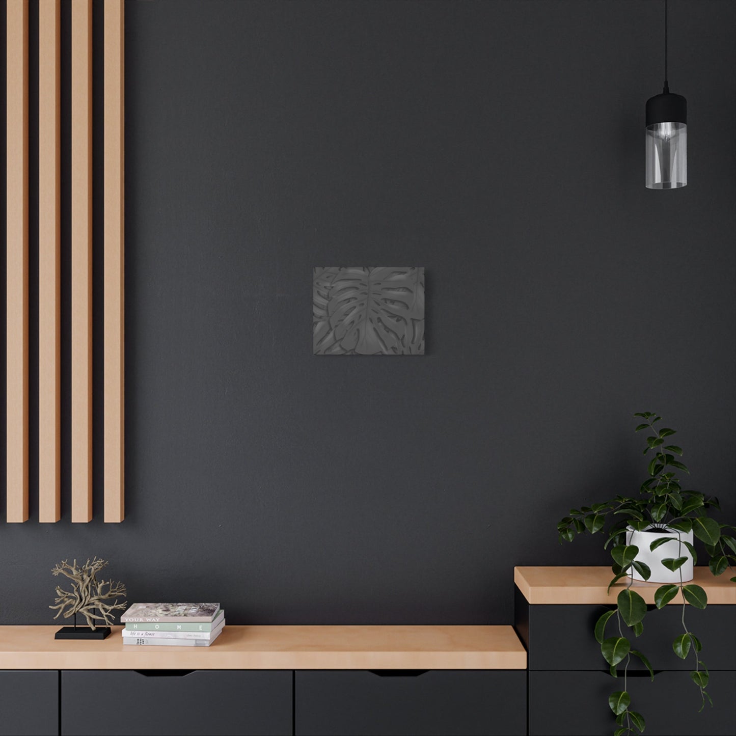 Charcoal Monstera Canvas Print – Botanical Wall Art