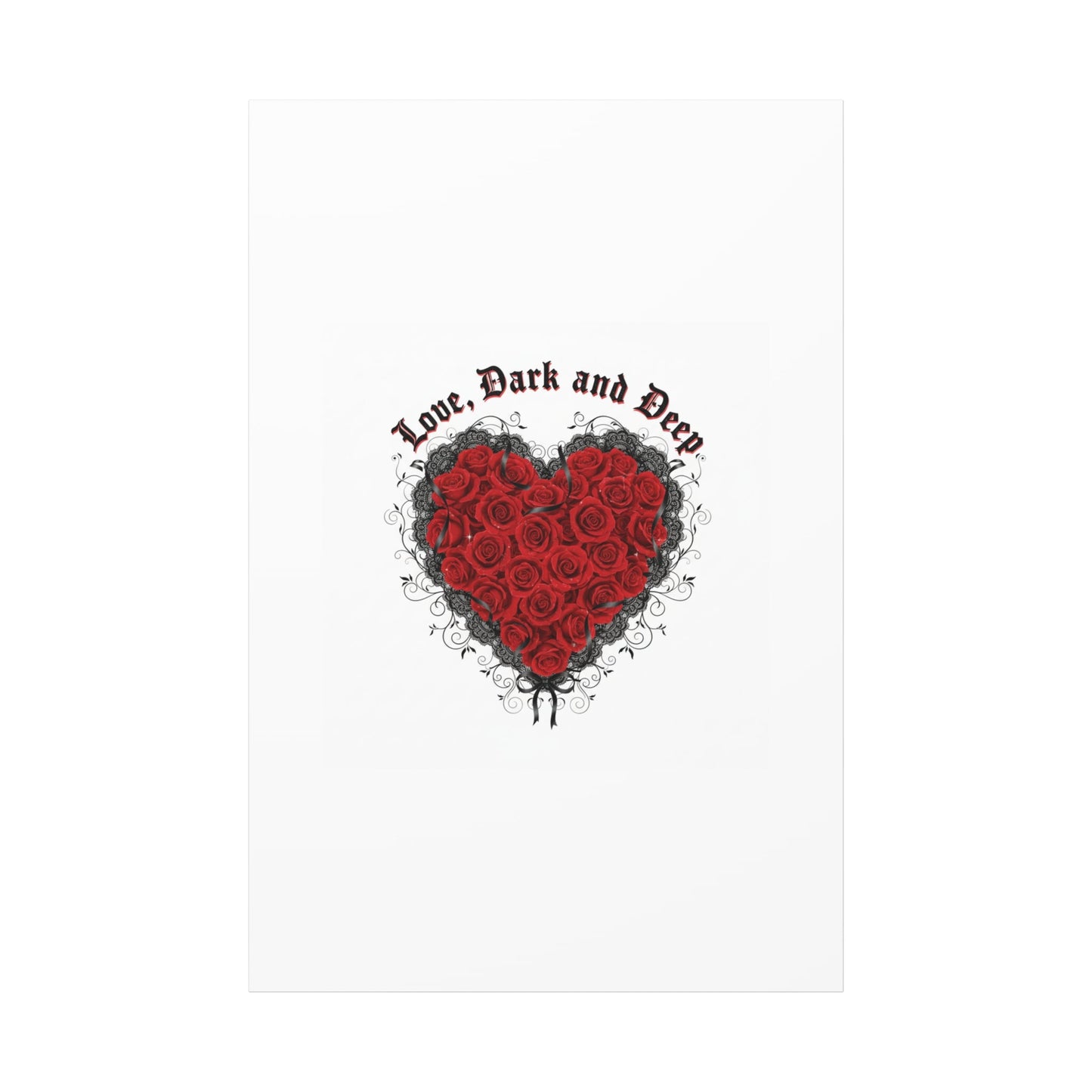 Love Dark and Deep Heart Canvas, Nu Romantic Gothic Romance, 80s Nostalgia