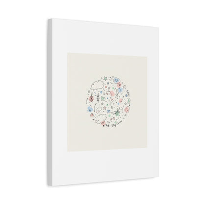 Doodle Circle Line Drawing Matte Canvas, Hand-Drawn Sketch Art