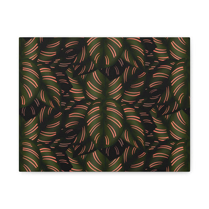 Calathea Pinstripe Pattern Canvas Print – Botanical Wall Art