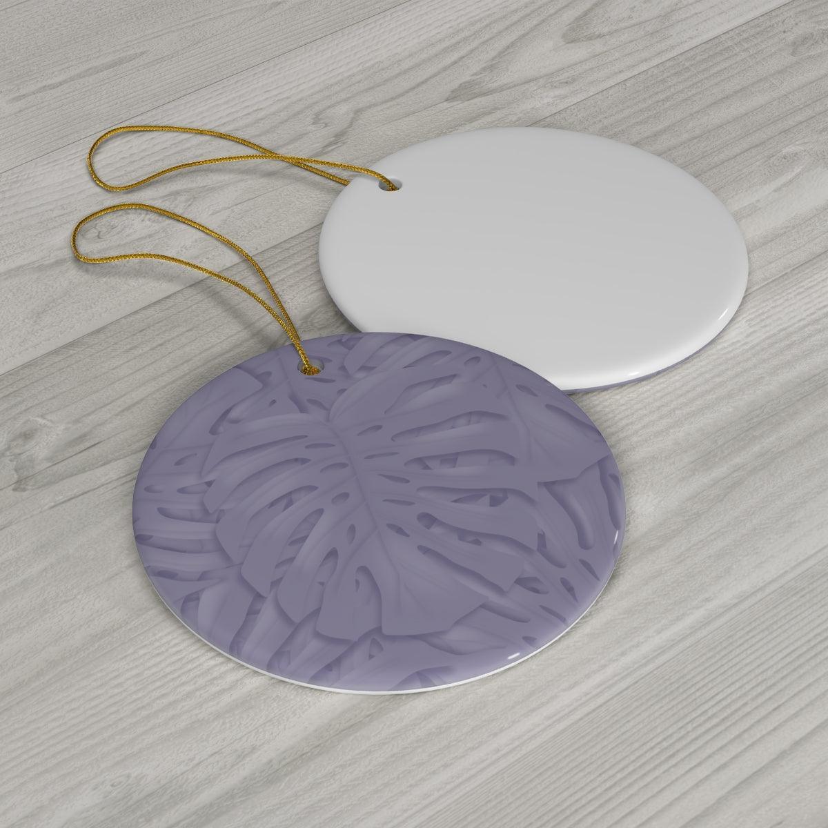 Violet Monstera Ceramic Ornament