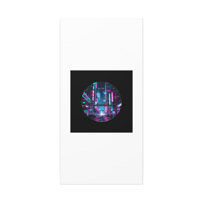 Neon Cyberpunk Cityscape Canvas | synthwave skyline, future city art