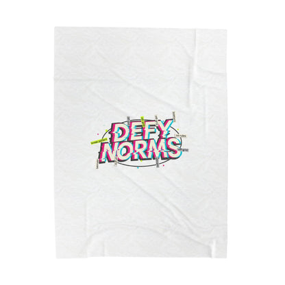 Defy Norms Velveteen Plush Blanket | anti-aesthetic, glitch font