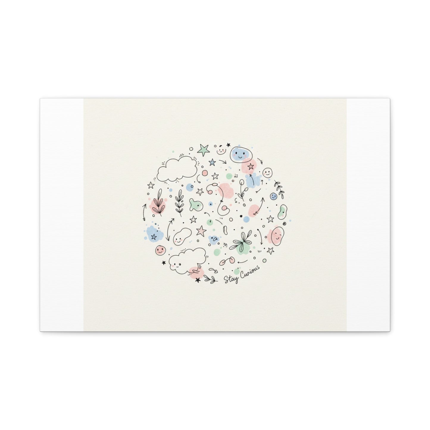 Doodle Circle Line Drawing Matte Canvas, Hand-Drawn Sketch Art