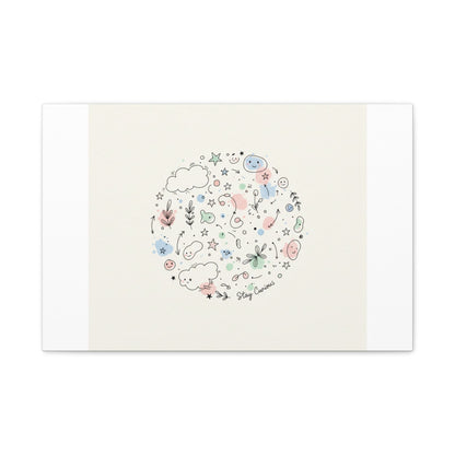 Doodle Circle Line Drawing Matte Canvas, Hand-Drawn Sketch Art